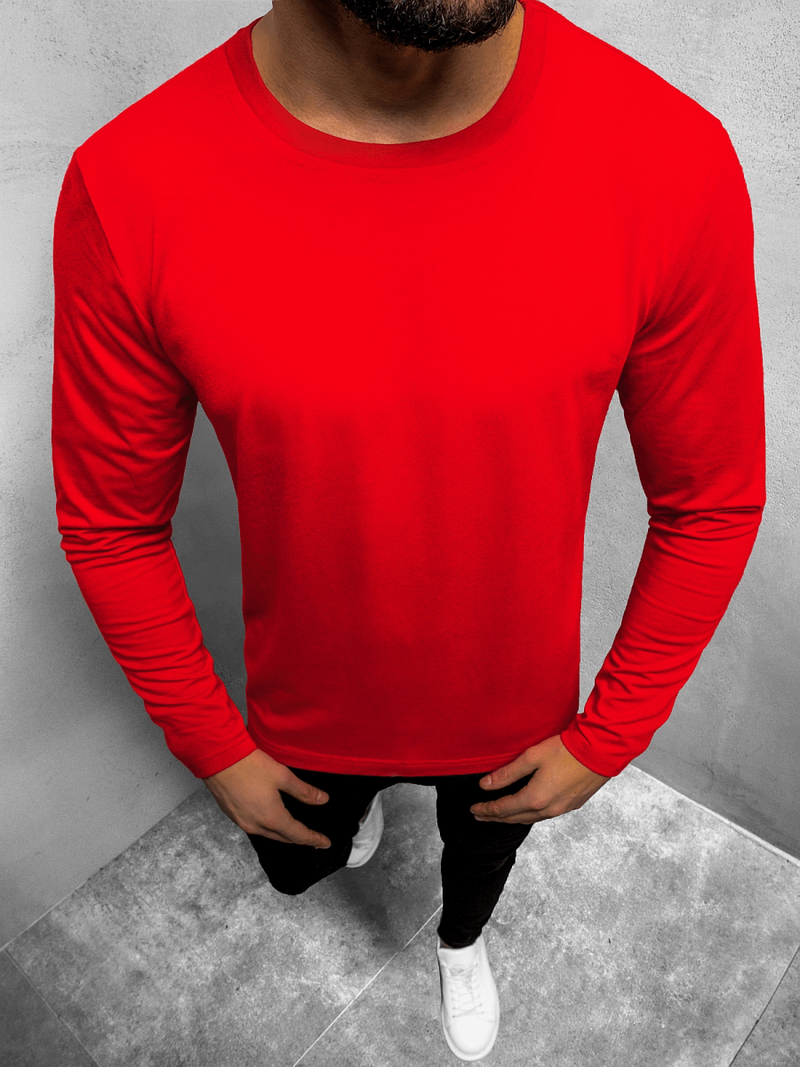 Longsleeve męski bez nadruku czerwony OZONEE JS/CX01Z