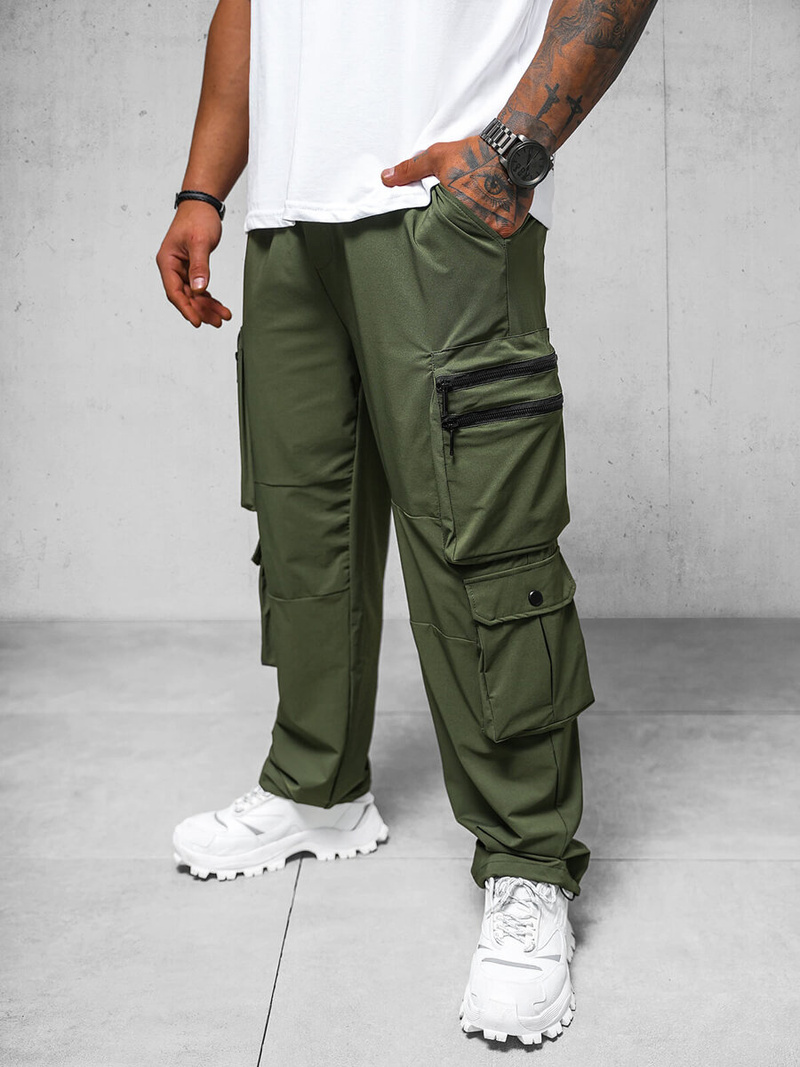 Spodnie męskie cargo wide leg khaki OZONEE O/PS5527