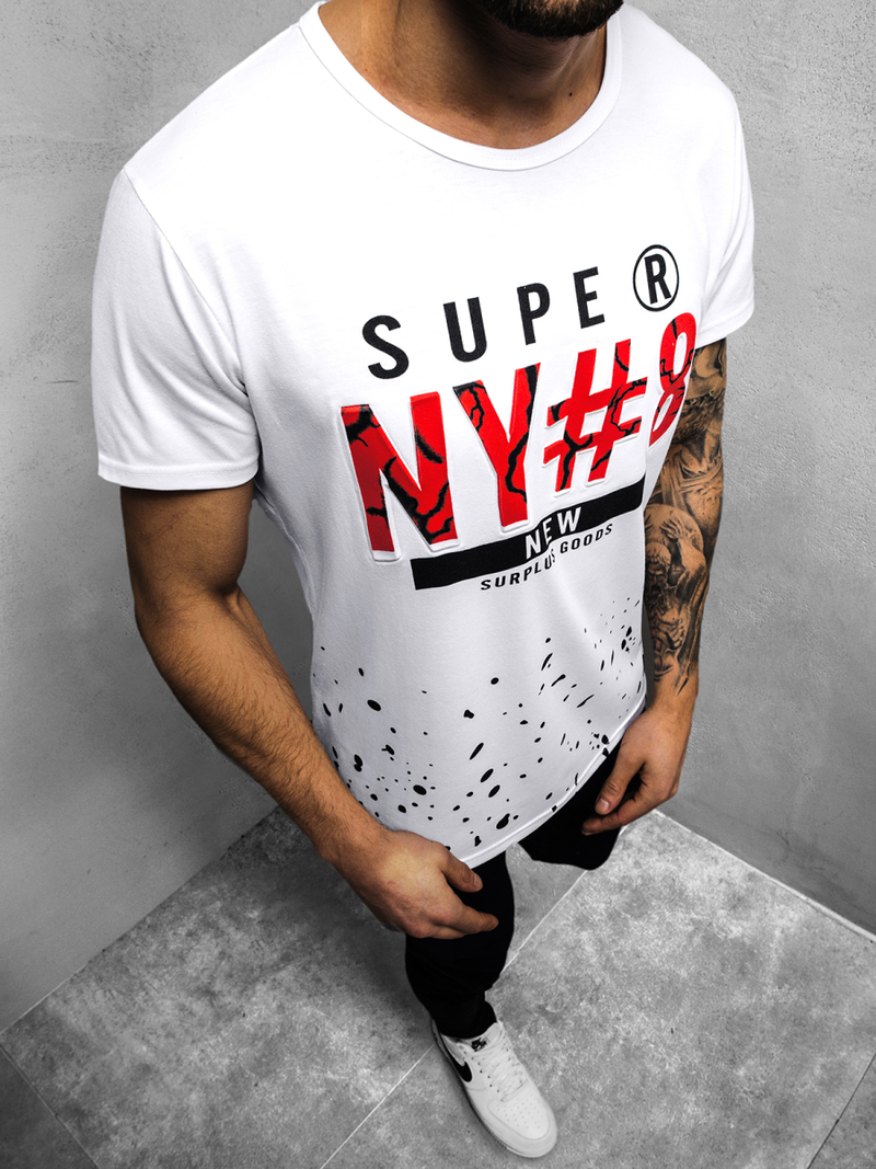 T-Shirt męski biały OZONEE JS/KS2028Z