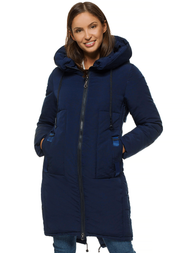 Kurtka zimowa damska parka z kapturem granatowa OZONEE O/TY033/2/21