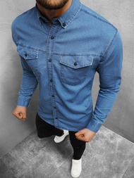 Koszula męska jeansowa niebieska OZONEE O/K1263