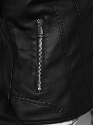 Жіноча шкіряна куртка Чорна OZONEE JS/11Z8052