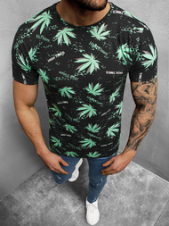 T-Shirt męski czarno-zielony OZONEE O/BL51