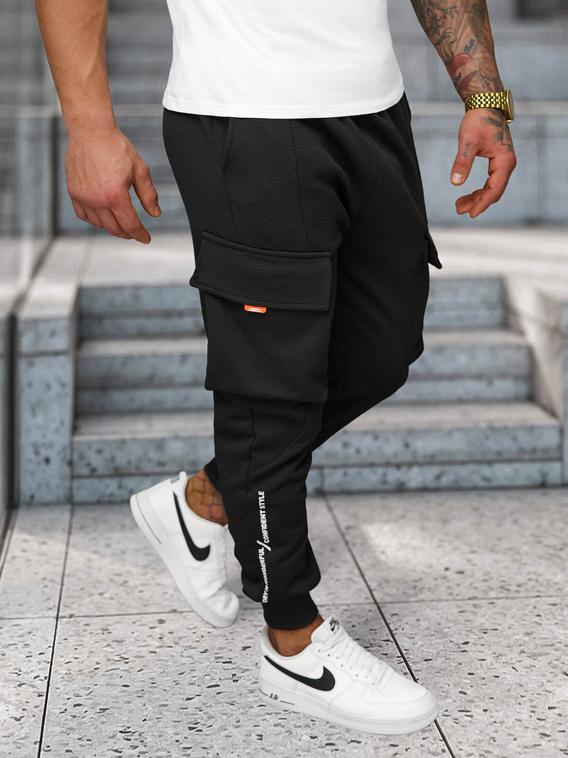 Штани cпортивні чоловічі чорно-помаранчеві OZONEE O/FF5026