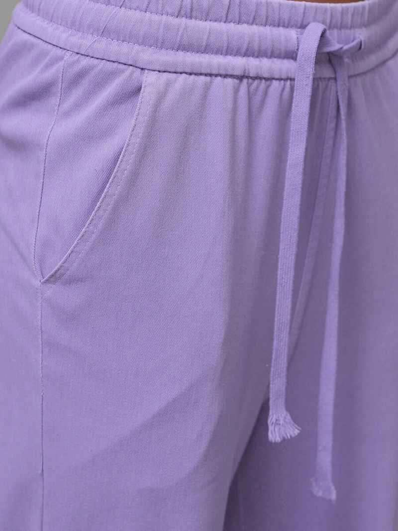 Spodnie jeansowe damskie wide leg fioletowe OZONEE O/330097