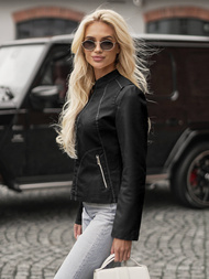 Жіноча шкіряна куртка Чорна OZONEE JS/11Z8208