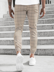 Spodnie męskie chino joggery beżowe OZONEE DJ/2255/21Z