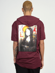 T-Shirt z kapturem męski bordowy OZONEE MR/21553