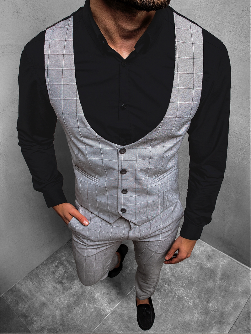 Чоловічий комплект - жилетка та штани чінос Сiрий OZONEE DJ/5606