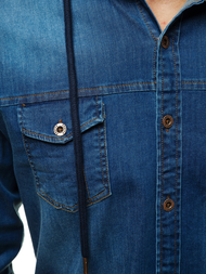 Koszula męska jeansowa ciemno-niebieska OZONEE O/201144Z