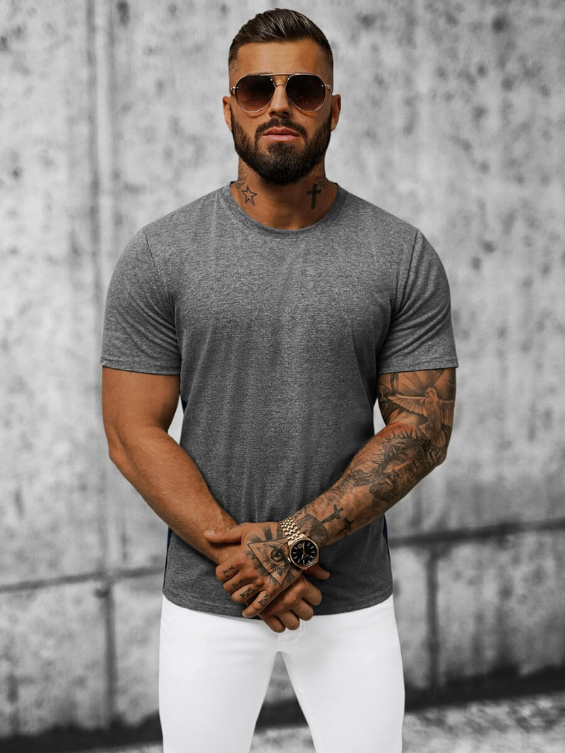 T-shirt męski grafitowy OZONEE JS/8T92/5Z