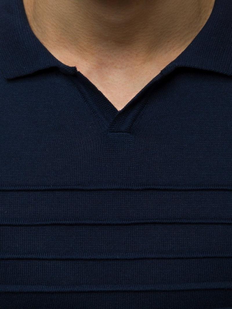 Bluzka polo z dzianiny, krótki rękaw męska granatowa OZONEE L/2318