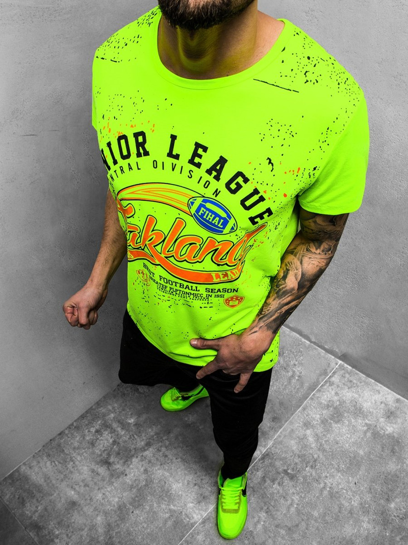 T-Shirt męski zielony OZONEE JS/KS1975Z