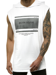 T-Shirt bez rękawów męski biały OZONEE MACH/M1152