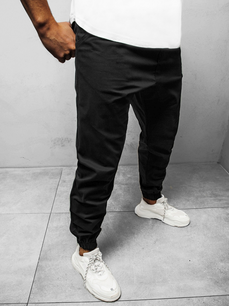 Spodnie męskie chino joggery czarne OZONEE O/399Z