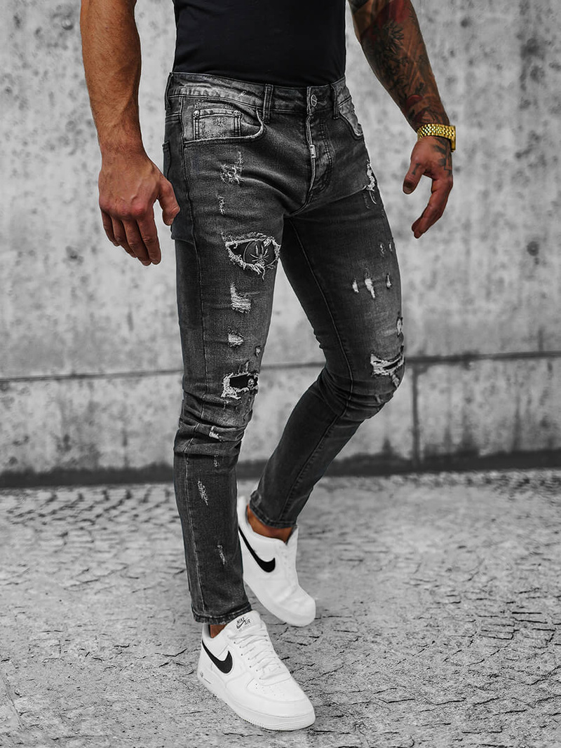 Spodnie jeansowe męskie czarne OZONEE NB/MP0166N
