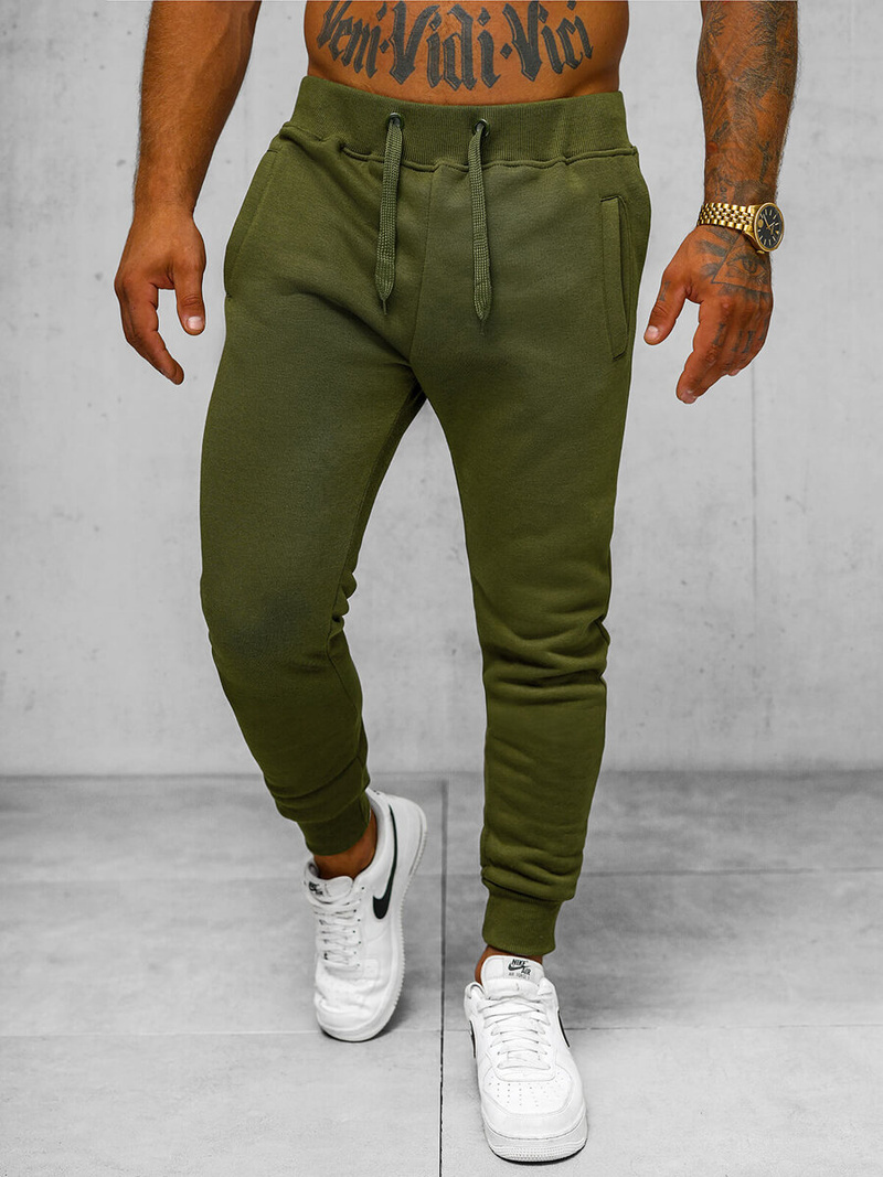 Spodnie dresowe męskie khaki OZONEE JS/XW01Z