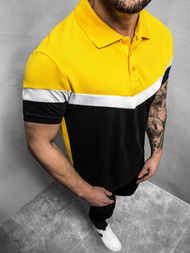 Koszulka męska polo żółto-czarna OZONEE O/1501Z