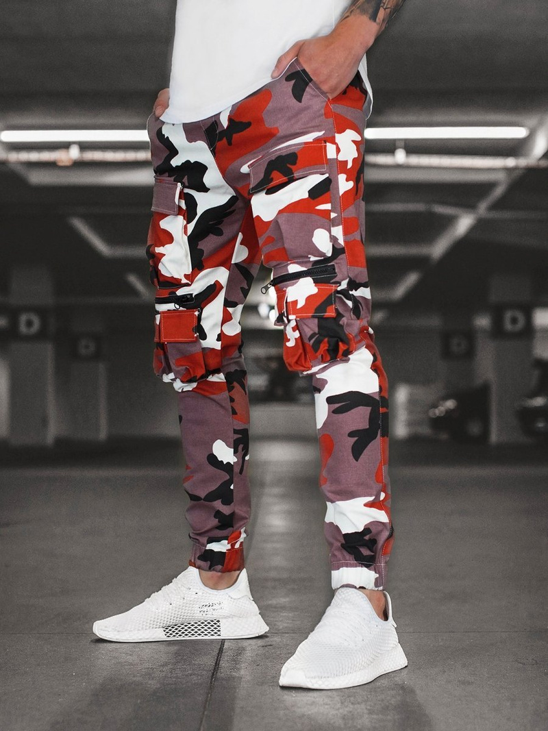 Штани чоловічі джоггери бордово-бежеві OZONEE G/2787