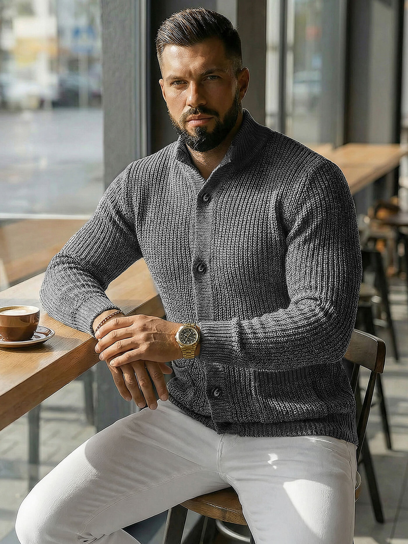 Sweter męski grafitowy OZONEE NB/MM6020/3Z