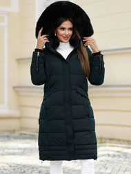 Kurtka zimowa damska długa pikowana granatowa OZONEE O/W377Z