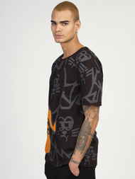 T-Shirt męski z nadrukiem czarny OZONEE MR/21535