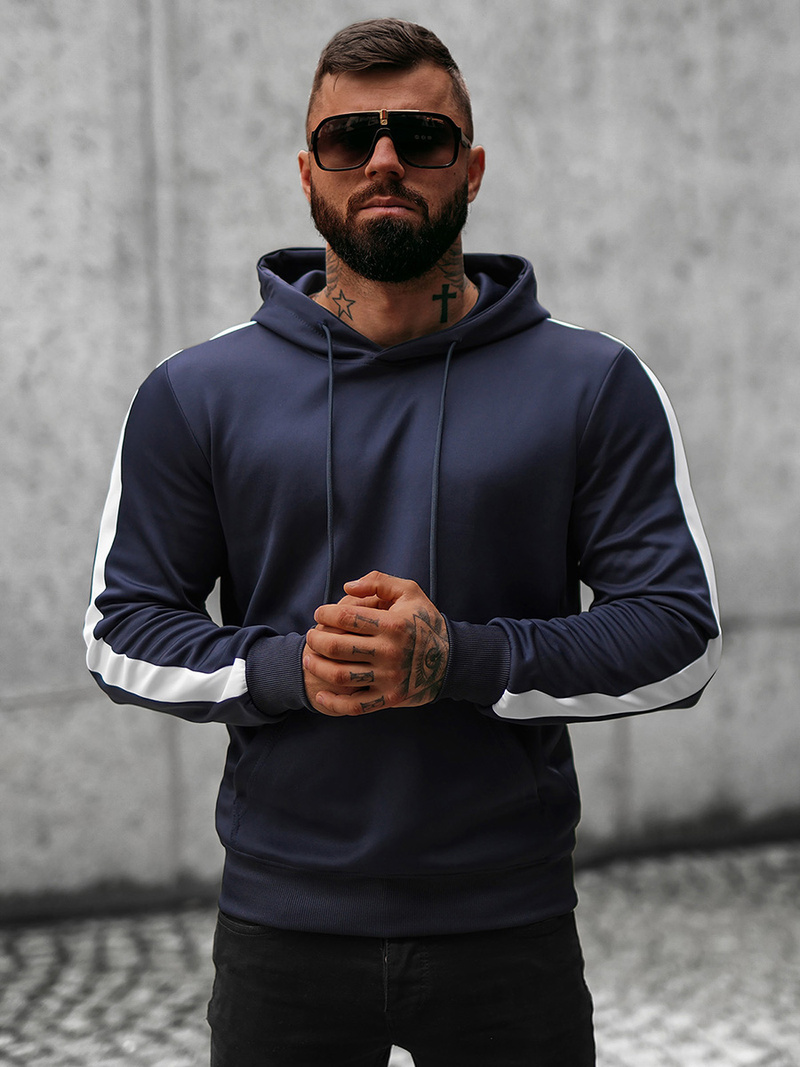 Bluza z kapturem męska granatowa OZONEE O/8B153/25