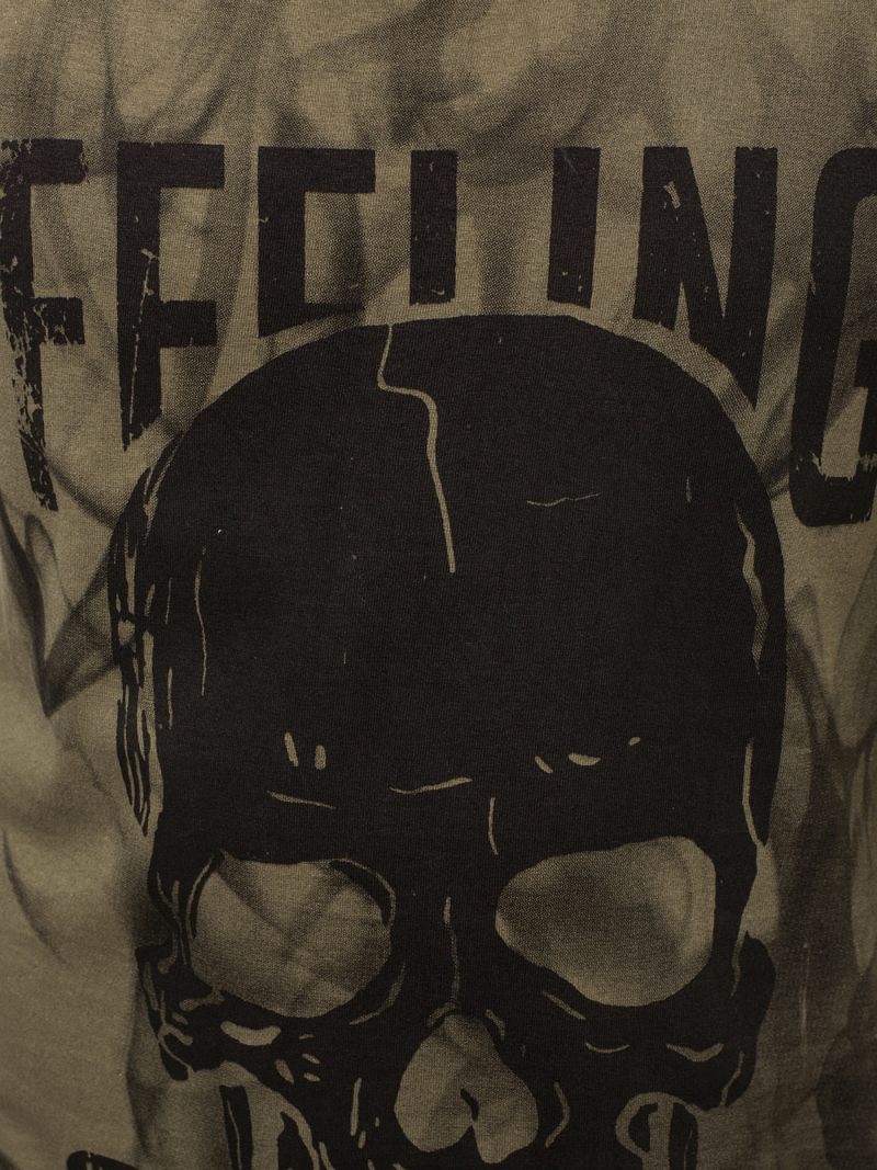 Koszulka bez rękawów męska z nadrukiem khaki OZONEE O/1259Z