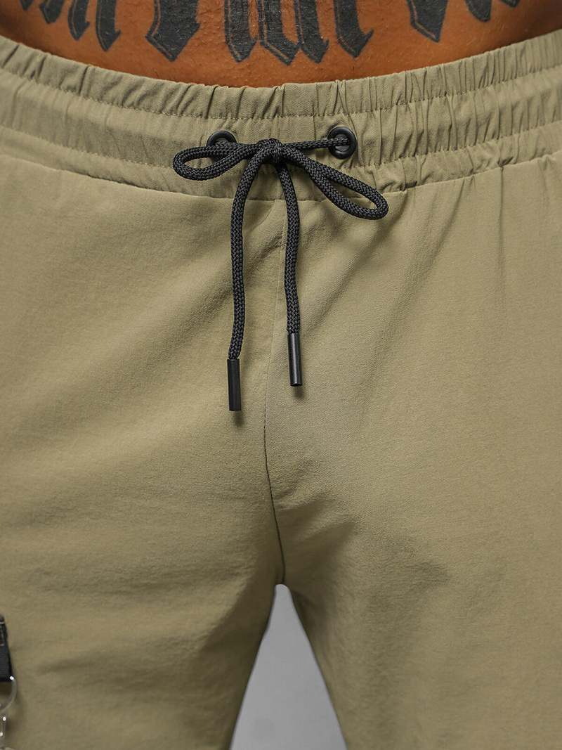 Spodnie męskie chino joggery ciemno-beżowe OZONEE O/PS5519