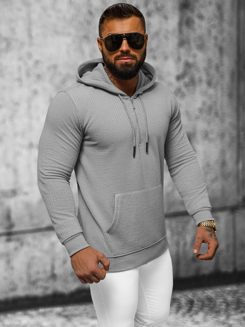 Bluza z kapturem męska szara OZONEE O/TB2273