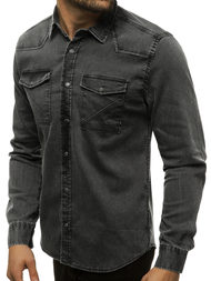 Сорочка чоловіча Чорна OZONEE O/3444