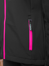 Kurtka softshell damska z kapturem czarna OZONEE JS/KSW6007