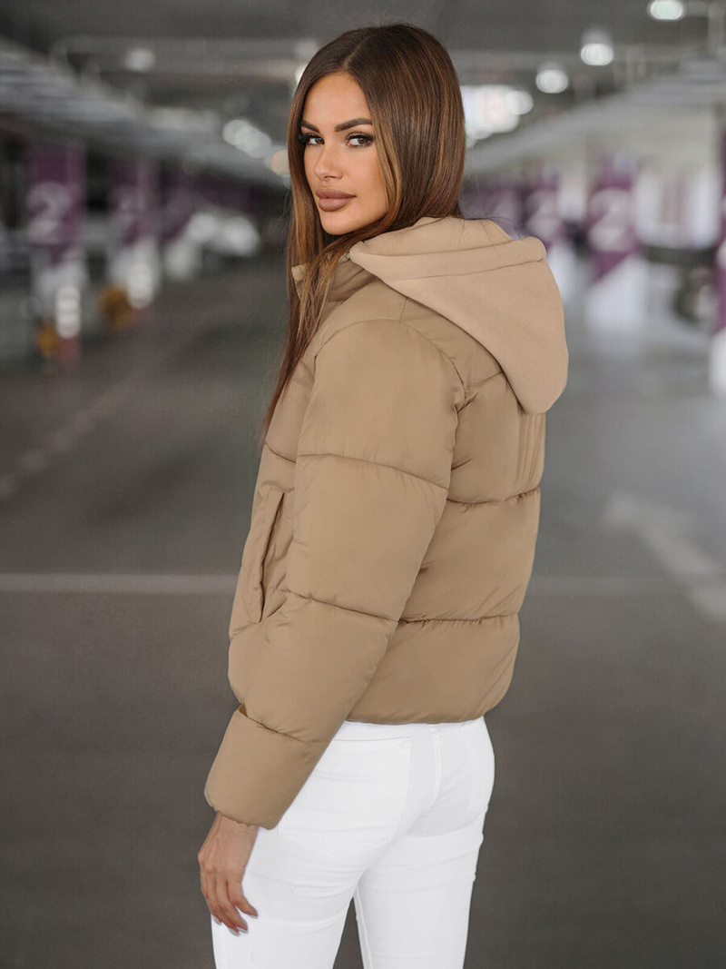 Kurtka zimowa damska pikowana jasno-beżowa OZONEE JS/16M9187/158Z