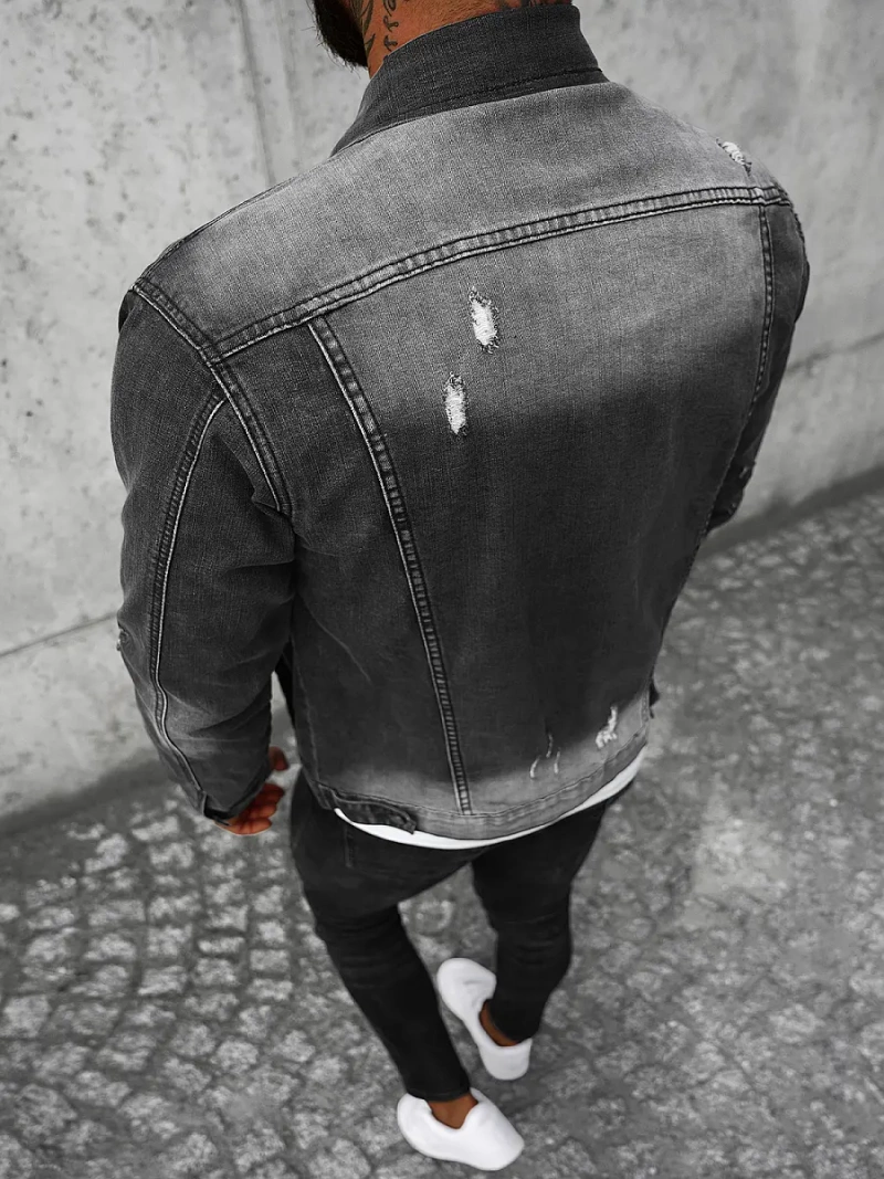 Чоловіча джинсова куртка Чорна OZONEE NB/MJ500N