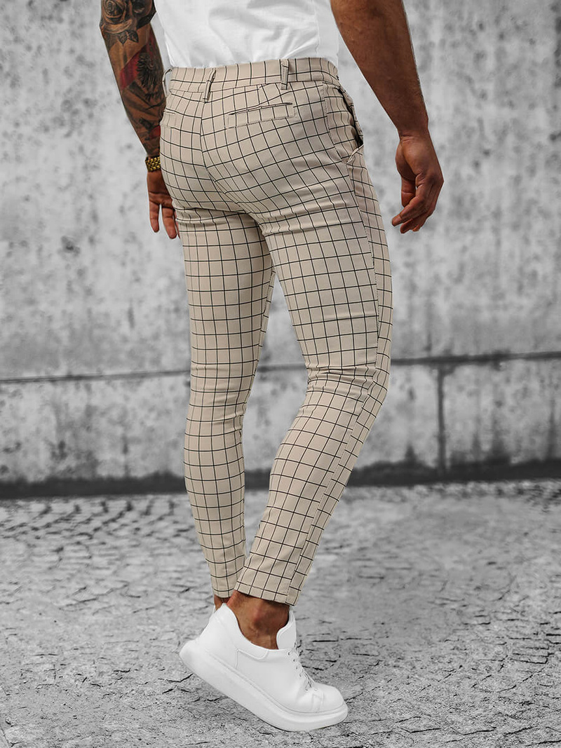 Spodnie męskie chino materiałowe beżowe OZONEE O/P4024