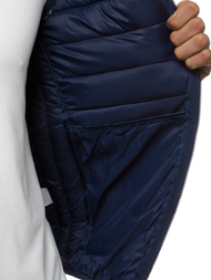 Kamizelka męska pikowana z kapturem granatowa OZONEE JS/LY36