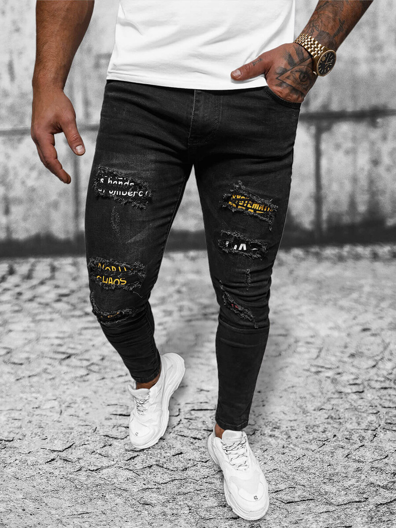 Чоловічі джинси Чорнi OZONEE DR/TF219