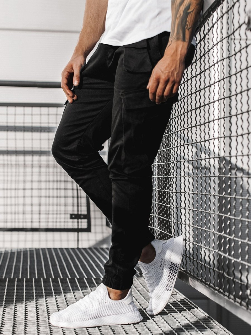 Spodnie męskie chino joggery czarne OZONEE G/2788