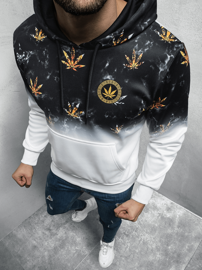 Bluza z kapturem męska czarno-biała OZONEE O/HM529