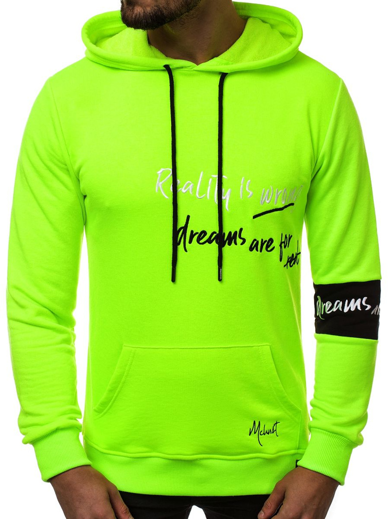 Bluza z kapturem męska zielona-neon OZONEE MACH/3105Z