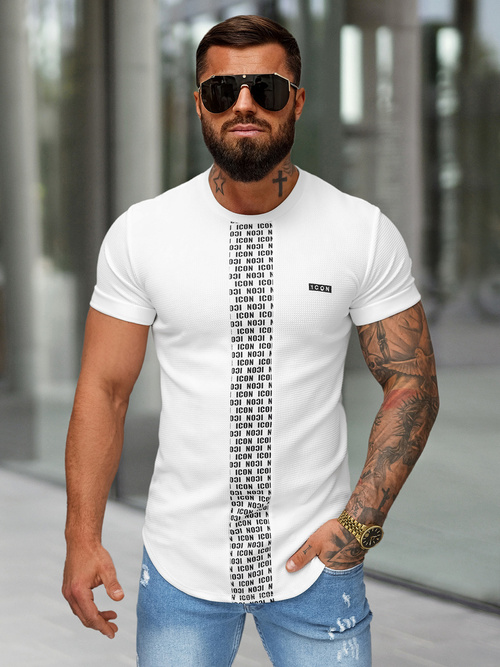 T-shirt męski slim-fit biały OZONEE O/B1211