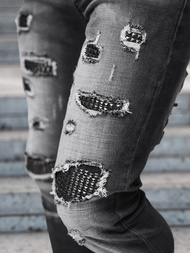 Spodnie jeansowe męskie slim fit czarne OZONEE NB/MP0152N