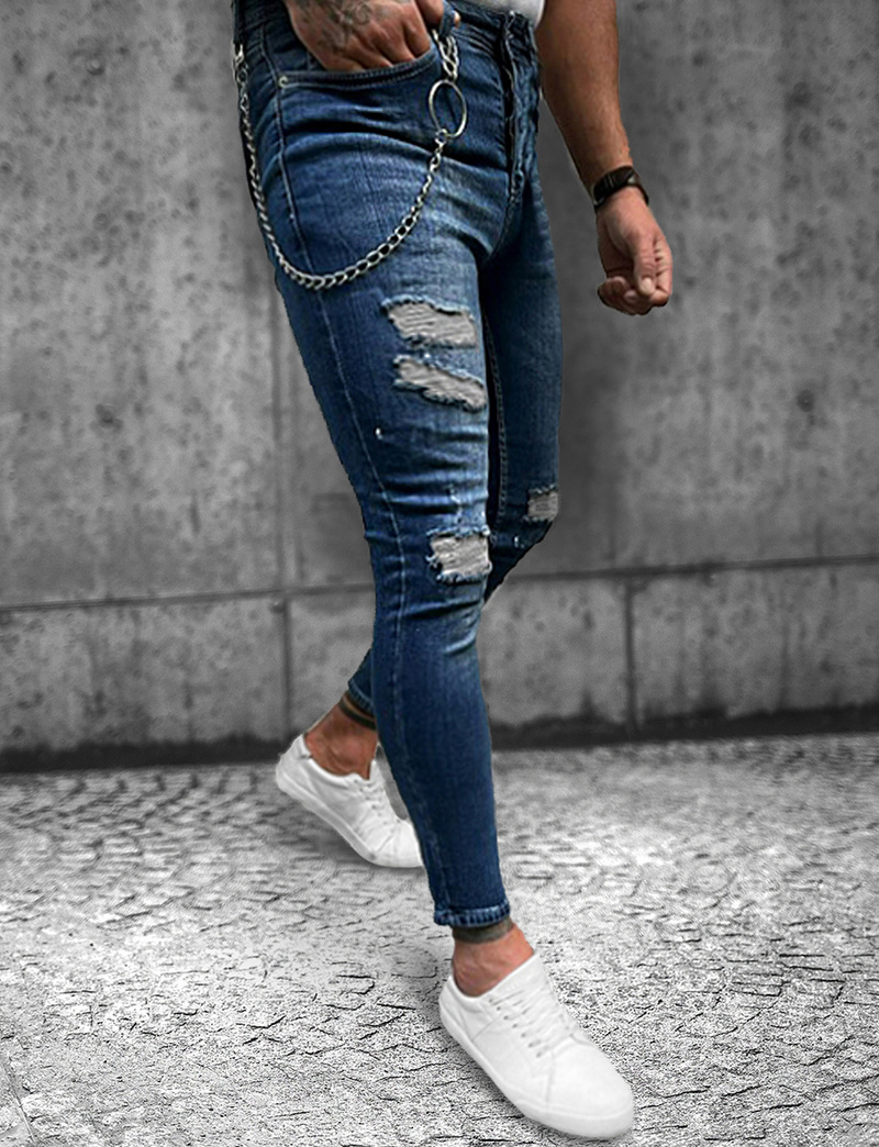 Spodnie jeansowe męskie niebieskie OZONEE O/263SP