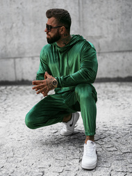 Komplet dresowy męski welurowy zielony OZONEE O/D7517