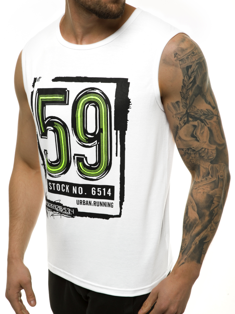 T-Shirt męski bez rękawów biały OZONEE JS/KS2097