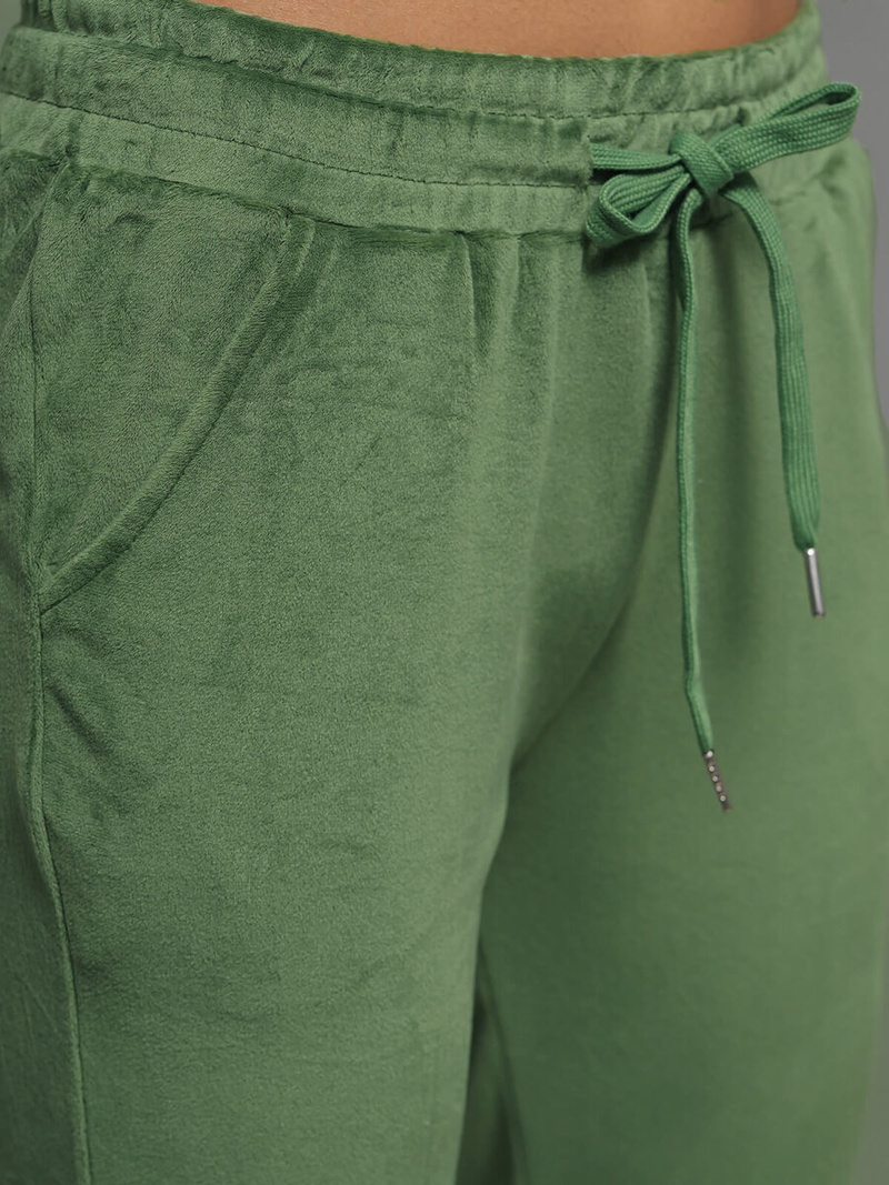 Spodnie dresowe damskie welurowe khaki OZONEE O/CR98107