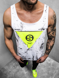 T-Shirt męski bez rękawów biały OZONEE JS/SS11057Z