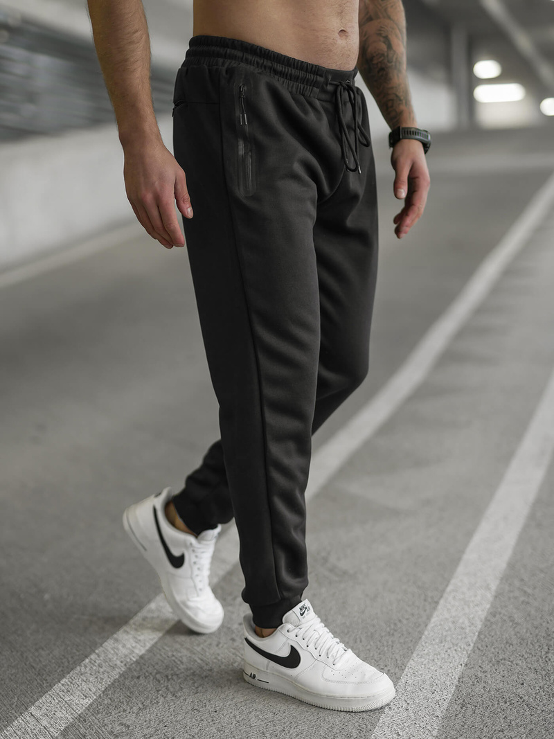 Spodnie dresowe męskie czarne OZONEE JS/17K1998/3