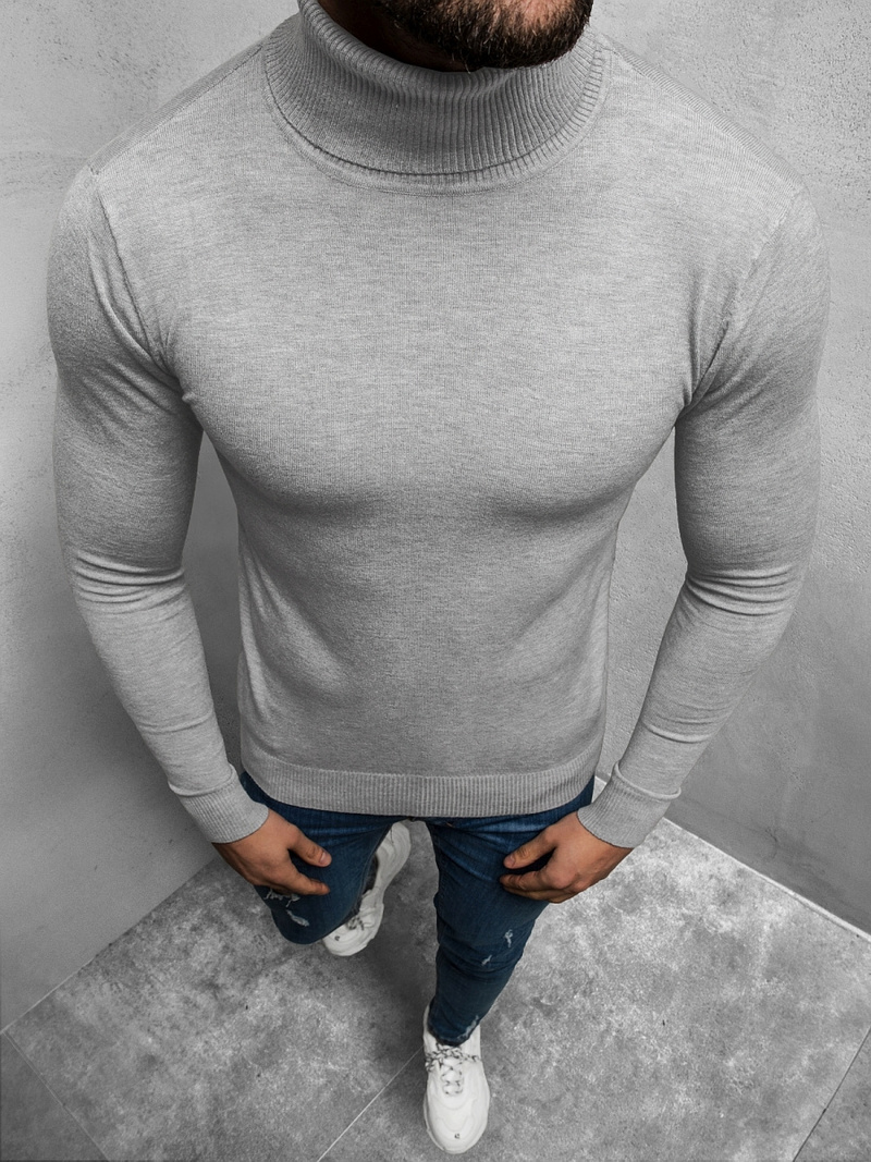 Sweter męski golf szary OZONEE TMK/YY02/3Z