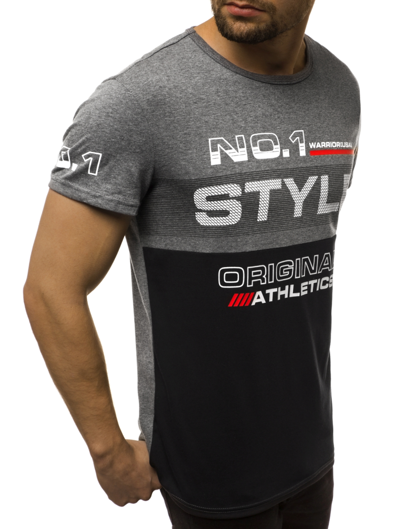 T-Shirt męski grafitowo-czarny OZONEE JS/SS10900